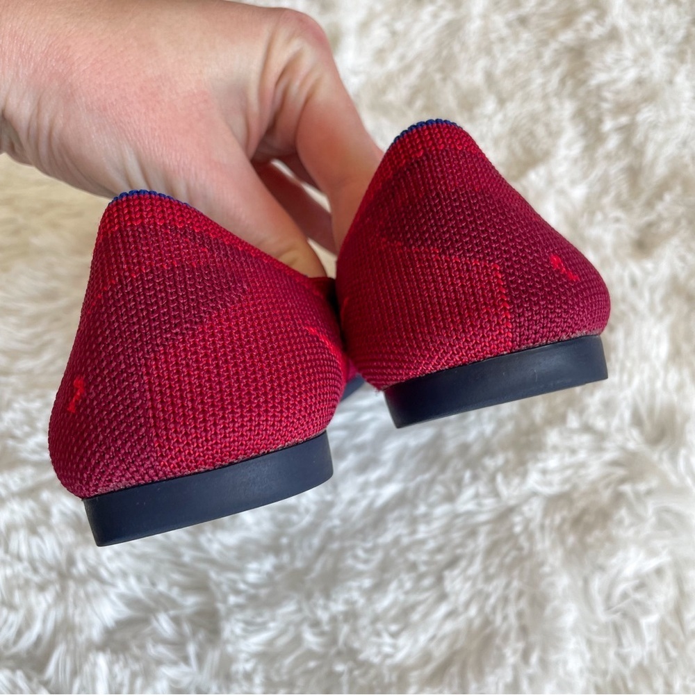 Rothy's Red Pointed Toe Flats with Subtle Camouflage - Picture 4 of 11